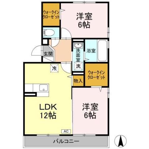 ドミールK(2LDK/3階)の間取り写真