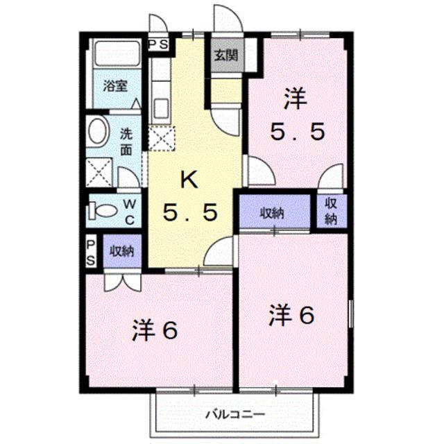 サンリバー21(3K/2階)の間取り写真