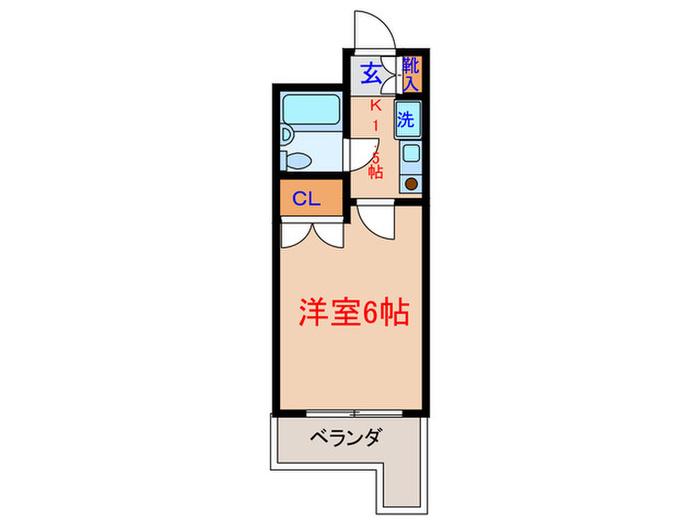西山マンション(1K/2階)の間取り写真