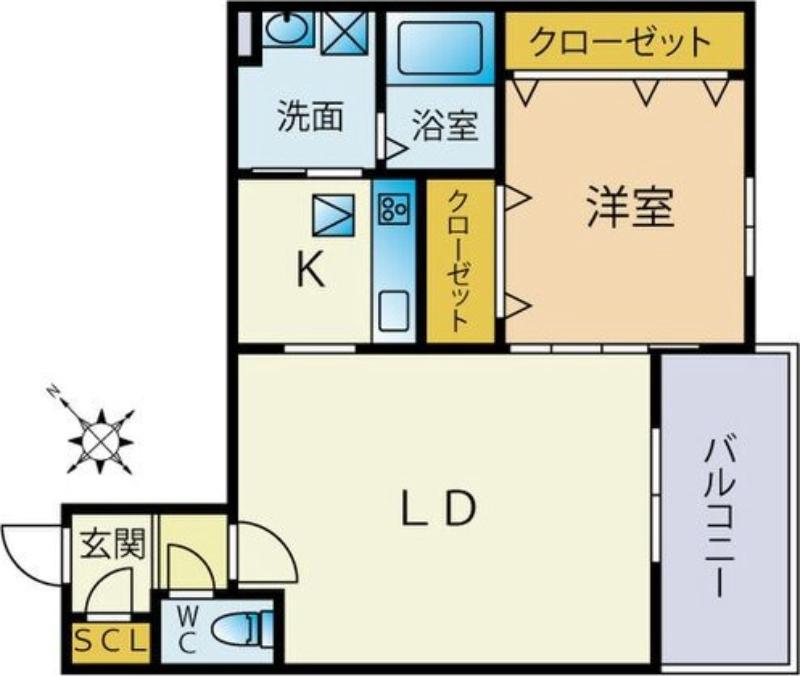 PORTE-BONHEURIIポルトボヌールII(1LDK/4階)の間取り写真