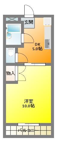 ALSACE(1DK/2階)の間取り写真