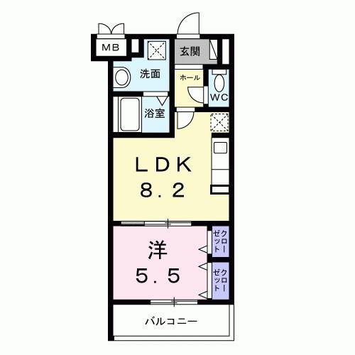 ソレアード志茂(1LDK/1階)の間取り写真