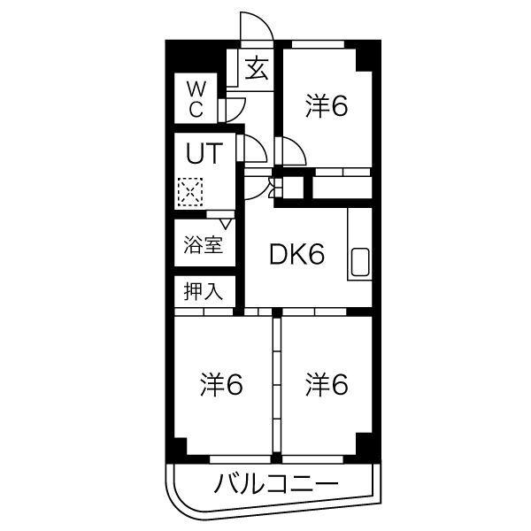 サンヒルズ松和花壇(3DK/2階)の間取り写真