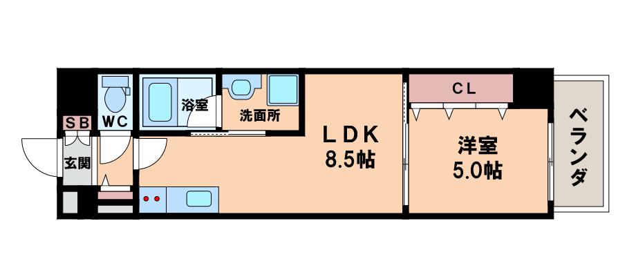 ショウワ ウォームスプリング(1LDK/7階)の間取り写真