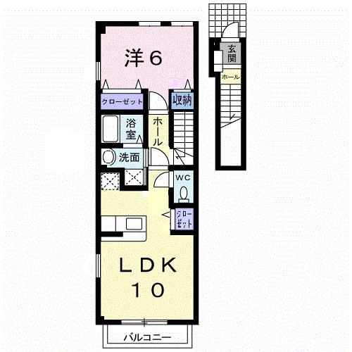 メゾンエスポワール(1LDK/2階)の間取り写真