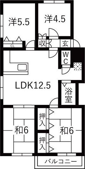 ファミール緑ヶ丘(4LDK/1階)の間取り写真