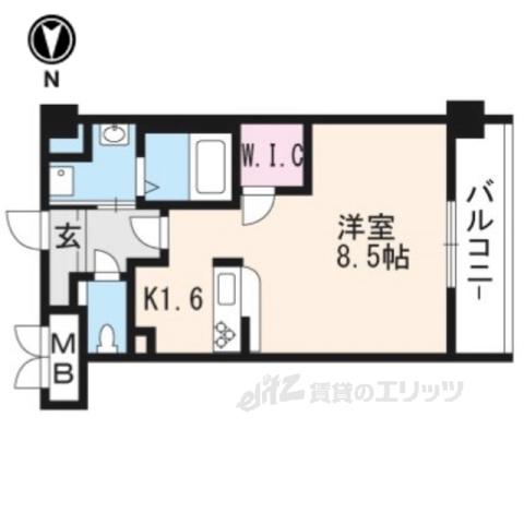 ヴェルディア今出川(1K/2階)の間取り写真