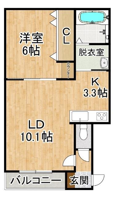 BRUNO(1LDK/3階)の間取り写真