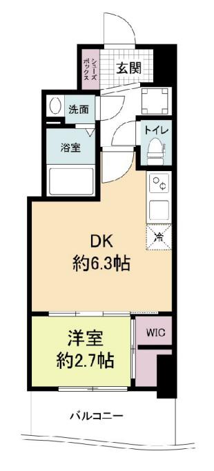 セレニテ桜川駅前プリエ(1DK/10階)の間取り写真