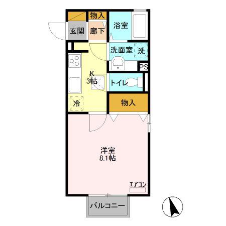 アマービレ マユミII(1K/1階)の間取り写真