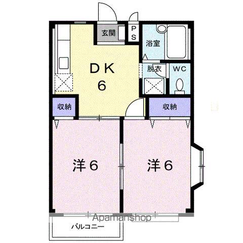 ハミングバードA(2DK/1階)の間取り写真