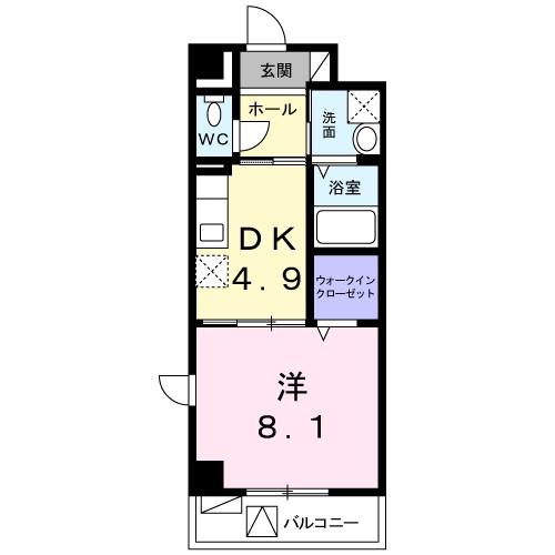 パールハイツ(1DK/2階)の間取り写真