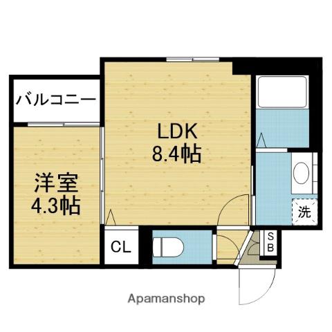 LUANA(1LDK/3階)の間取り写真