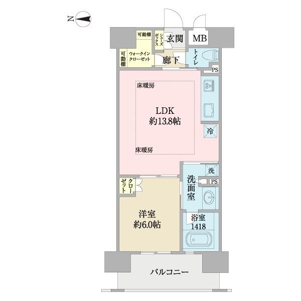ファインフラッツ南森町(1LDK/10階)の間取り写真