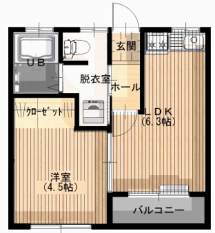 ビラフジヤ(1LDK/1階)の間取り写真