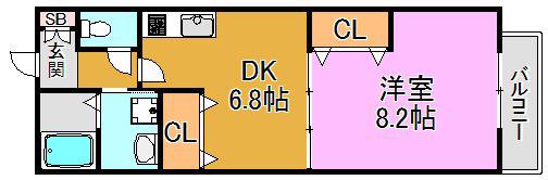 カーサAN(1DK/1階)の間取り写真