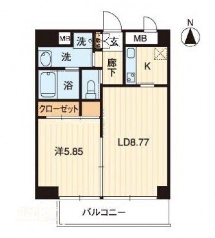 アルファレガロ錦町(1LDK/3階)の間取り写真