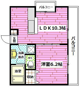 ハイネ長束NO2(1LDK/3階)の間取り写真
