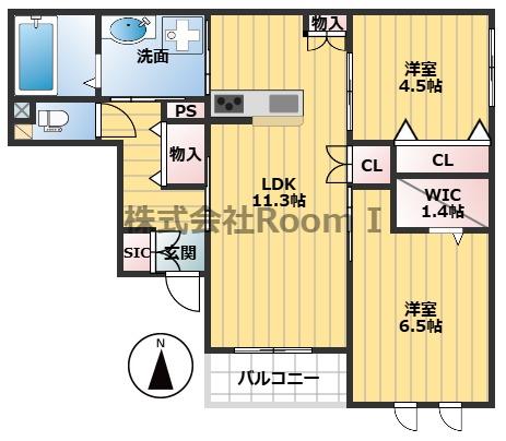 クレリア三軒家 旭化成ヘーベルメゾンHEBEL HAUS(2LDK/1階)の間取り写真