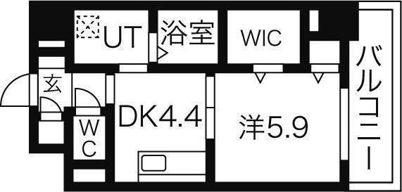 トレフルコート(1DK/9階)の間取り写真