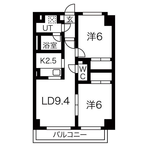 パークいなづみ(2LDK/2階)の間取り写真