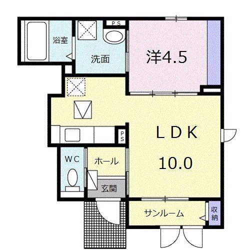 リバーサイドパーク(1LDK/1階)の間取り写真