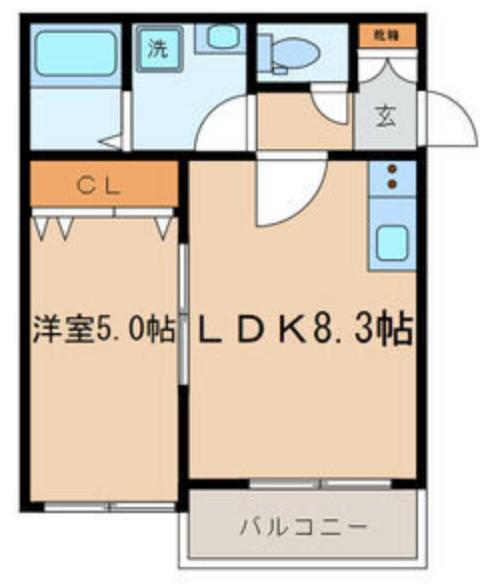 メープルコート(1LDK/1階)の間取り写真