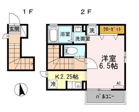 ユードエル新柴又(1K/2階)の間取り写真