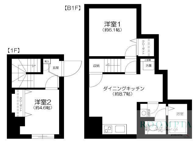 THE RESIDENCE NIHONBASHI(2LDK/1階)の間取り写真