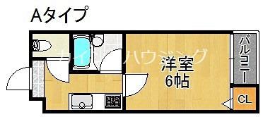 ラフォーレ沢ノ町(1K/6階)の間取り写真