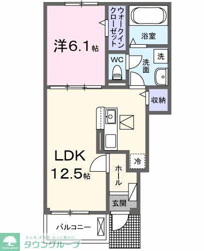 ヴェルドゥーラI(1LDK/1階)の間取り写真