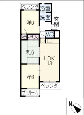 大谷ヒルズC(3LDK/5階)の間取り写真