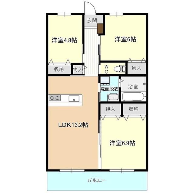 エルグランディール A(3LDK/2階)の間取り写真