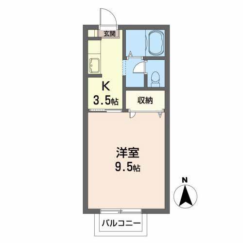 ラルジュ桜ヶ丘(1K/2階)の間取り写真
