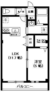 グランドゥール(1LDK/3階)の間取り写真