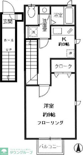 西武多摩川線 武蔵境駅 徒歩10分 2階建 築21年(1K/2階)の間取り写真