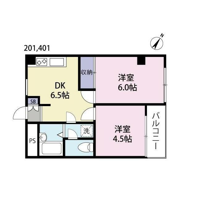 アーデル中野(2DK/3階)の間取り写真
