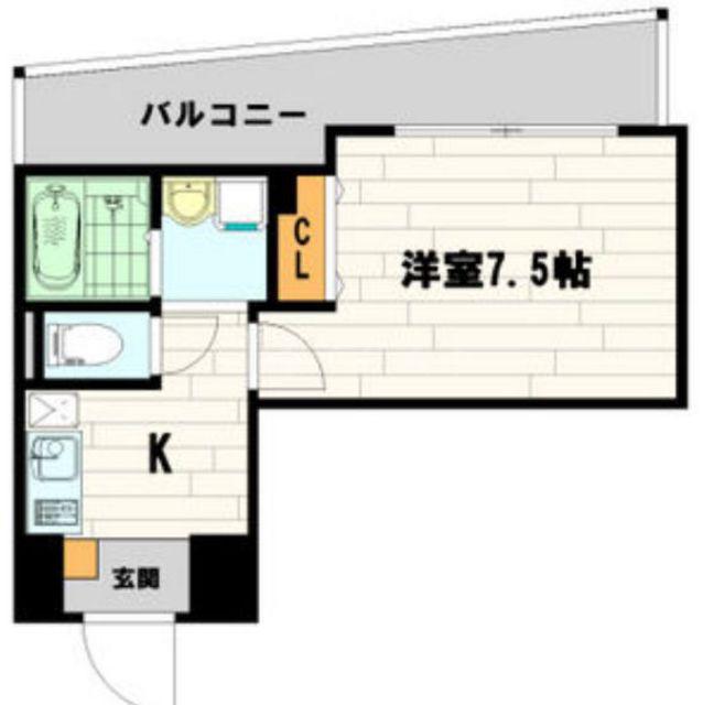 インペリアル新町(1K/10階)の間取り写真