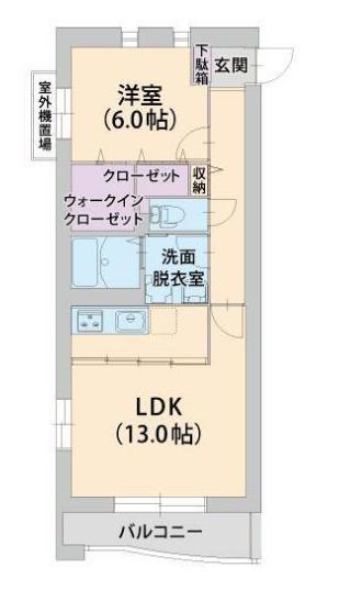 プレミアムコートみなみ野Ⅲ(1LDK/2階)の間取り写真