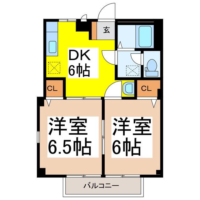 メルベーユ宮A(2DK/1階)の間取り写真