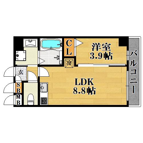 SDグランツ神戸ウエスト(1LDK/7階)の間取り写真