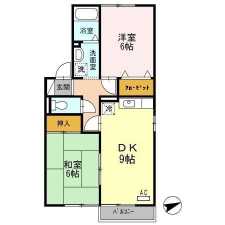 ヴィラージュ田中(2DK/2階)の間取り写真