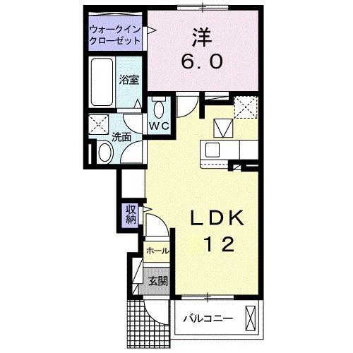 アジュールA(1LDK/1階)の間取り写真
