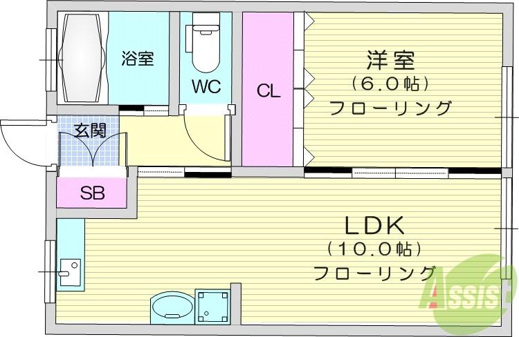 コーポ白百合(1LDK/2階)の間取り写真