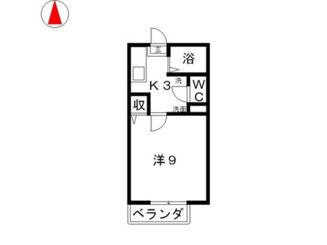 ロイヤルハイネス三田 B(1K/2階)の間取り写真