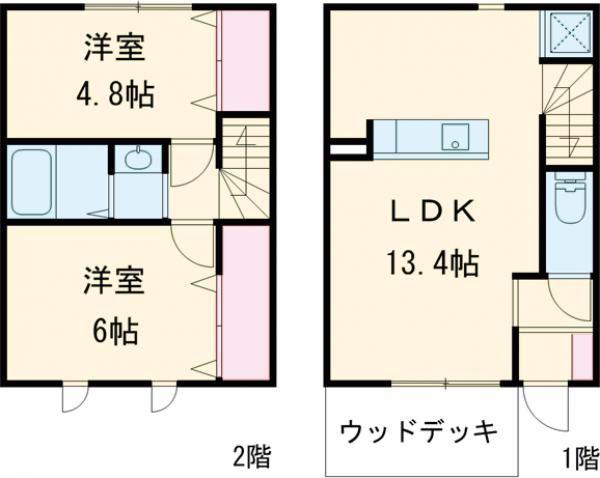 REMALE西鶴崎 A(2LDK/1階)の間取り写真