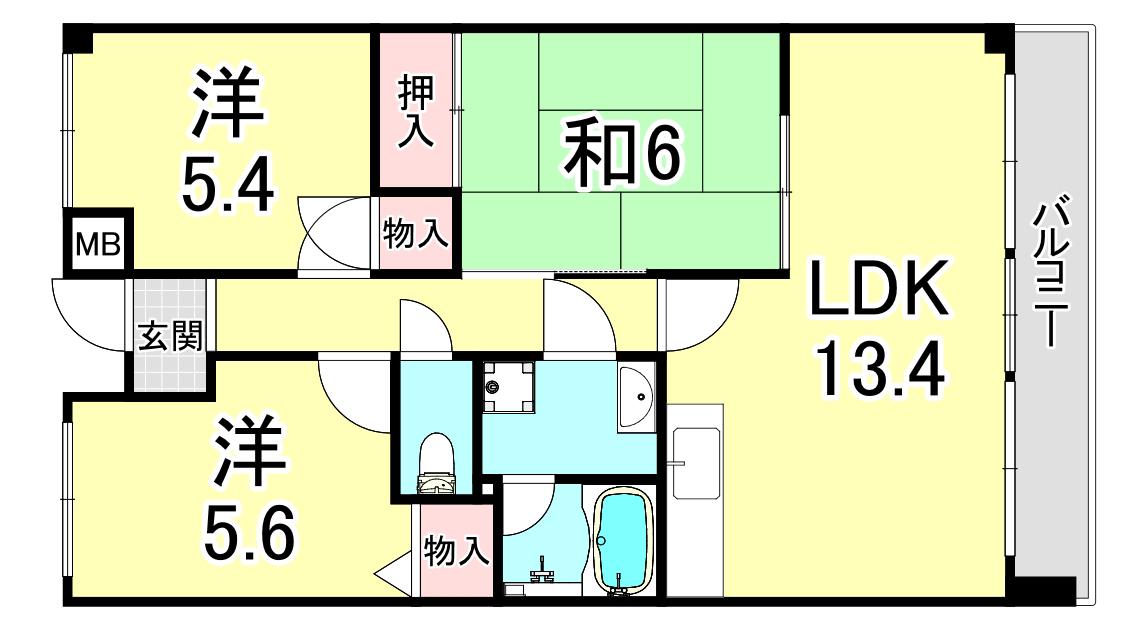 リアライズ東垂水(3LDK/3階)の間取り写真