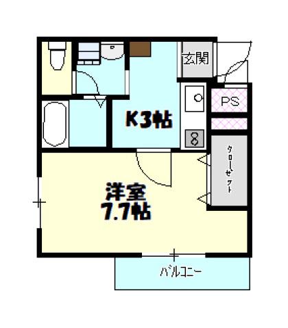 エスポワール上安駅前(1K/2階)の間取り写真
