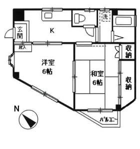 タケダビル(2K/2階)の間取り写真