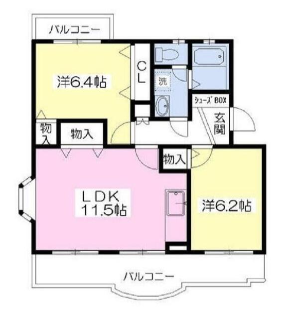 ロビン上溝II(2LDK/3階)の間取り写真